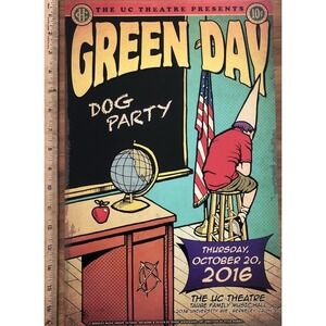 Green Day Concert‎ Poster Berkeley 2016 with Dog Party